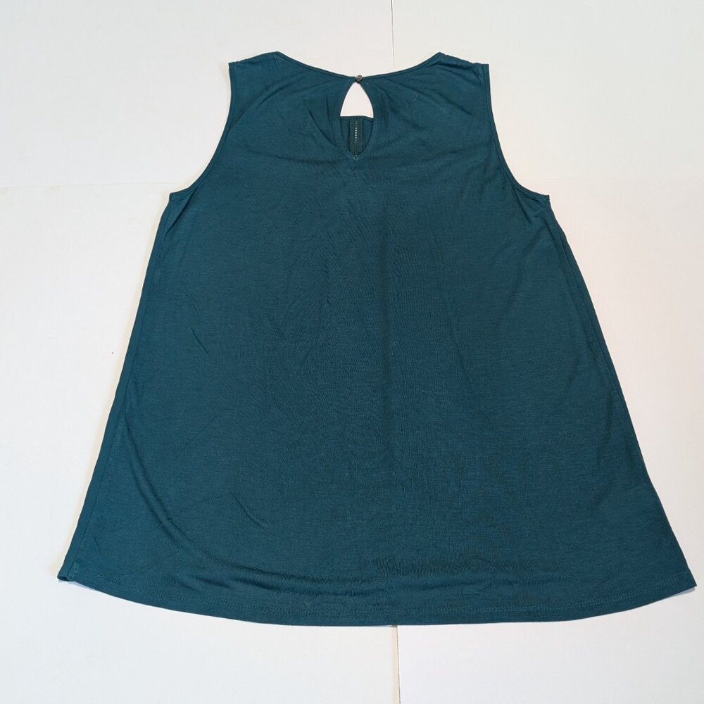 Ann Taylor Loft sleeveless teal tank top blouse with cut out details, size S - Picture 7 of 10